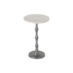 سيلفر طاولة خدمة بقاعدة معدنية وودي - رخام-بيج